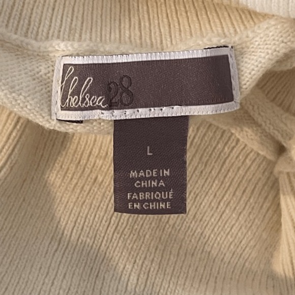 Chelsea28 Cream Pima Cotton Cashmere Turtleneck Sweater Size Large - Picture 6 of 7